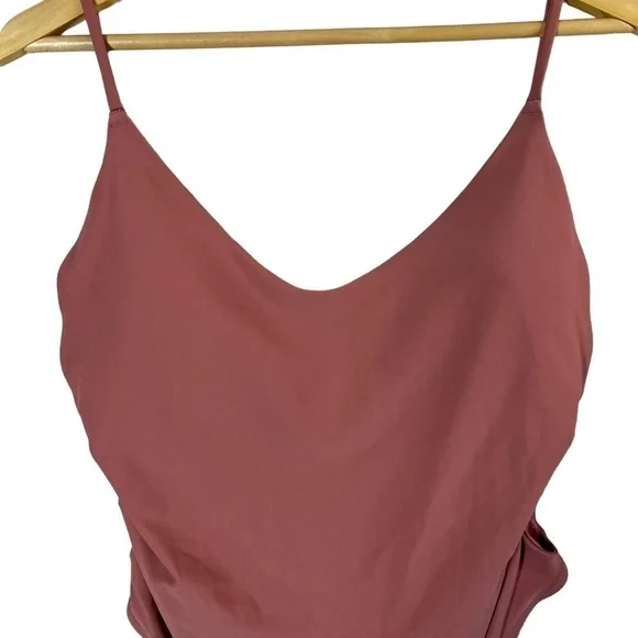 AERIE x AEO One Piece Side Cutout Swimsuit in Dusty Rose - Picture 7 of 12